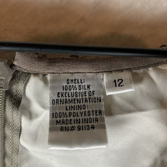 Vtg Scala Sequin Dress Womens 12 Metallic 100% Silk V-Neck Long‎ Sleeve Back Zip - Picture 3 of 11